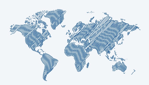 Free Vector abstract world map in linear pattern vector design