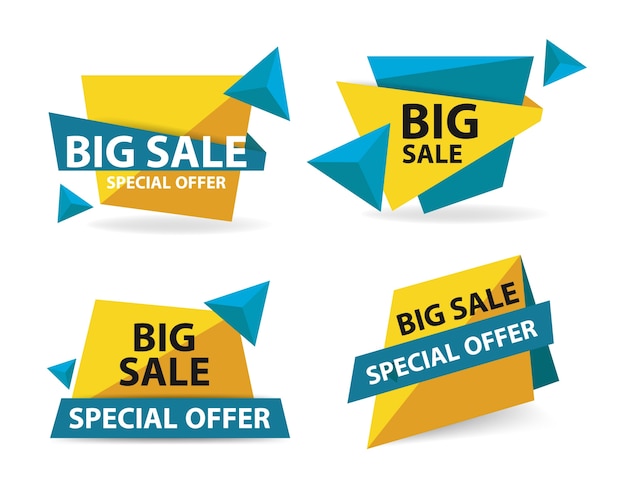 Abstract yellow and blue shopping sale banners