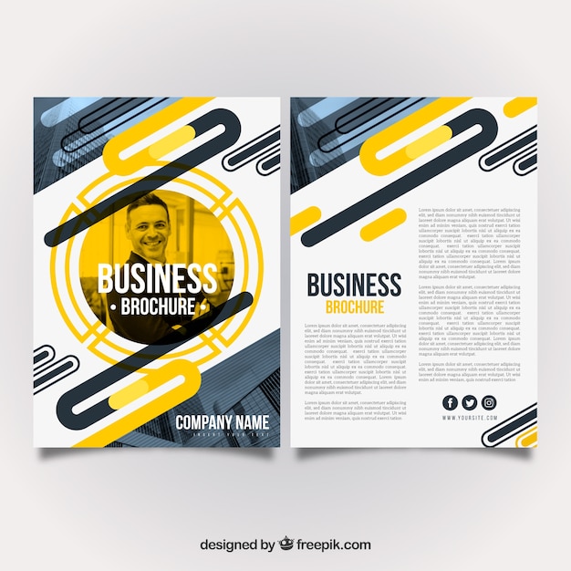 Free Vector abstract yellow and grey business brochure design