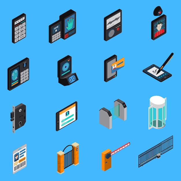 Free Vector access identification isometric icons