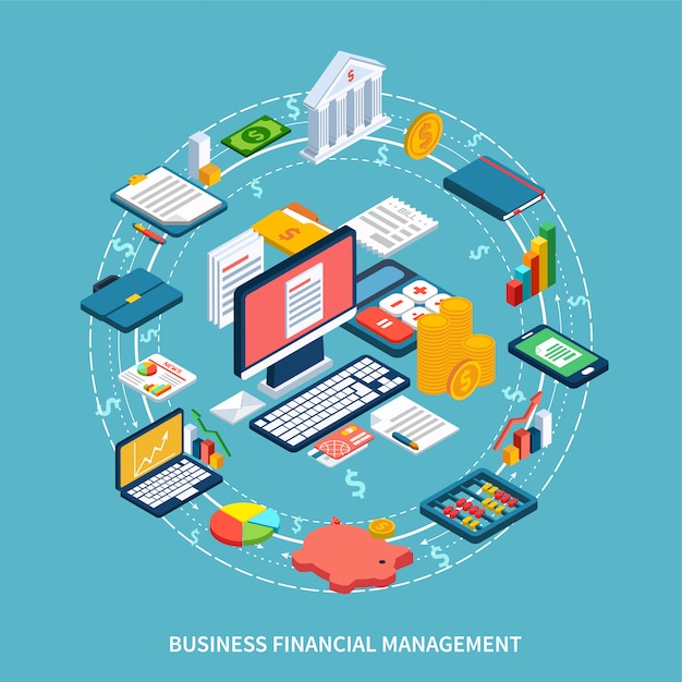 Accountancy Isometric Round Composition