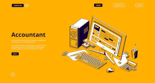 Accountant isometric landing page