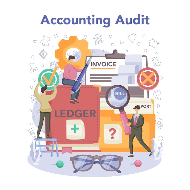 Free Vector accounting audit concept business operation research and analysis professional financial management financial inspection and analytics isolated flat vector illustration