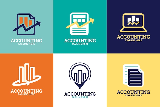 Accounting logo collection in flat design