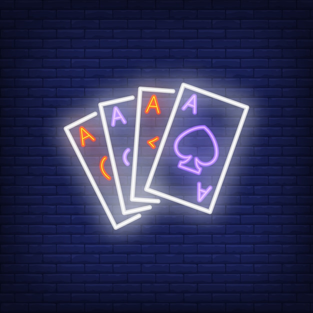 Free Vector ace cards neon sign