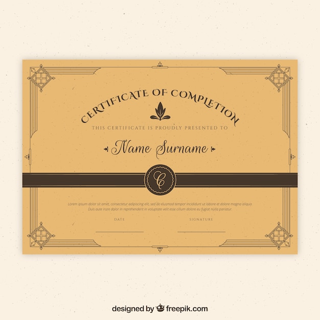 Free Vector achievement certificate in vintage style