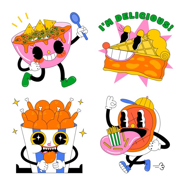 Acid american food stickers collection