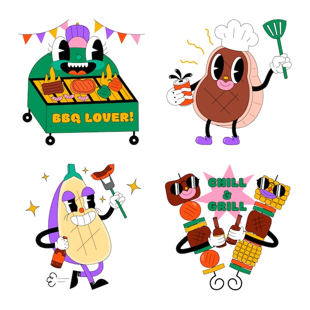 Acid bbq sticker set