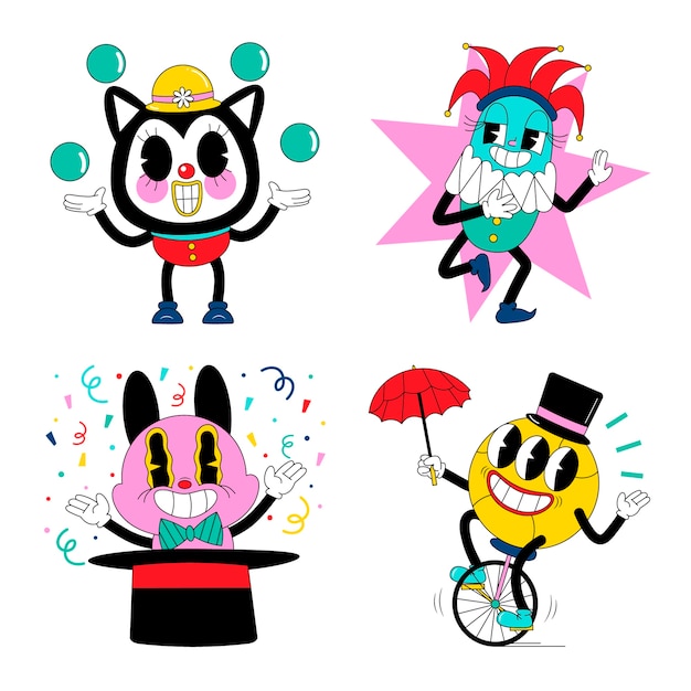 Free Vector acid carnival  stickers set