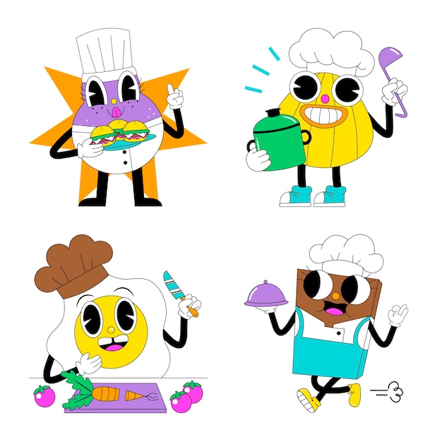 Free Vector acid chef stickers collection