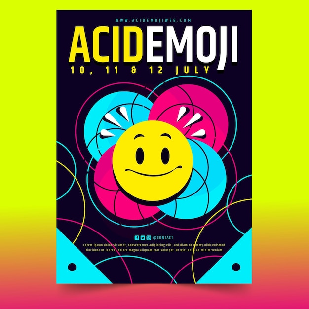 Acid emoji poster template