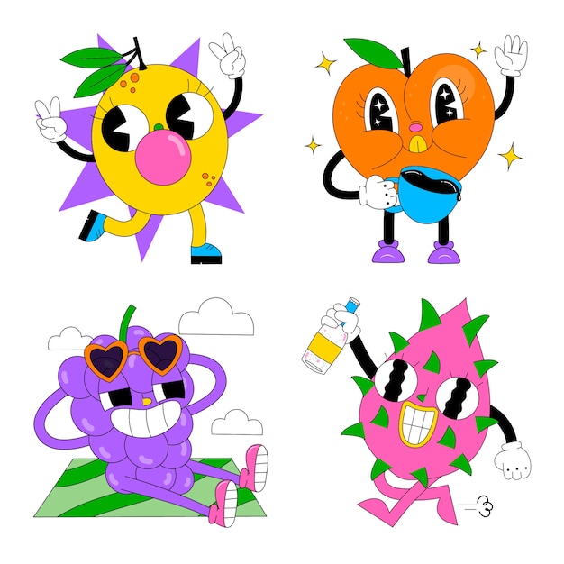 Acid fruit stickers collection