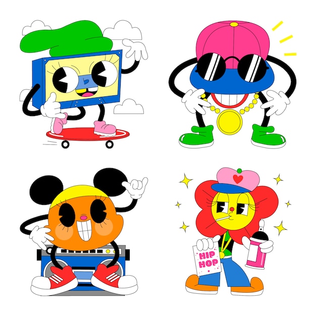 Acid hip hop sticker set