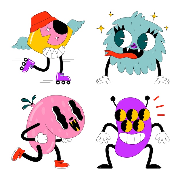 Free Vector acid monster sticker set