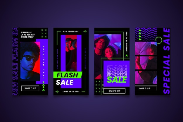 Free Vector acid sale ig stories collection