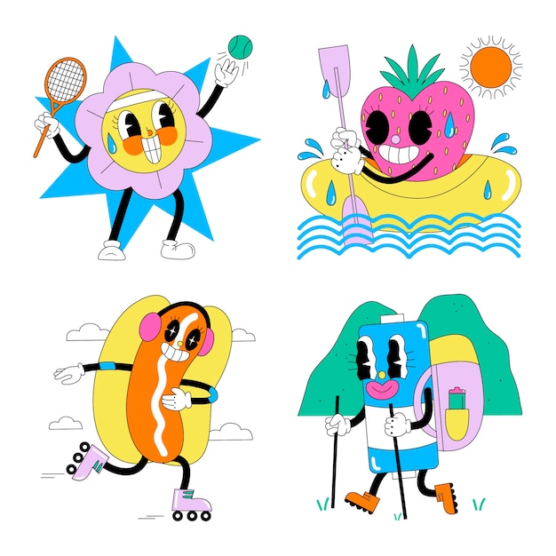 Acid summer sports stickers