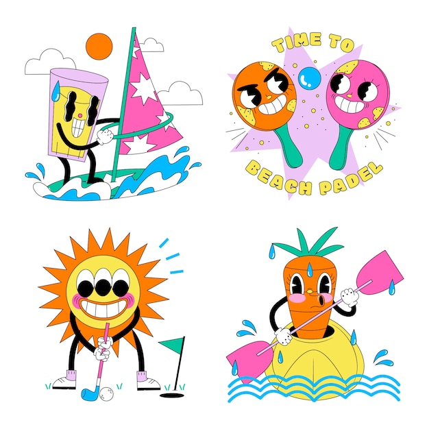 Acid summer sports stickers