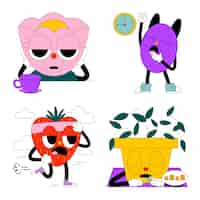 Free vector acid tired stickers collection