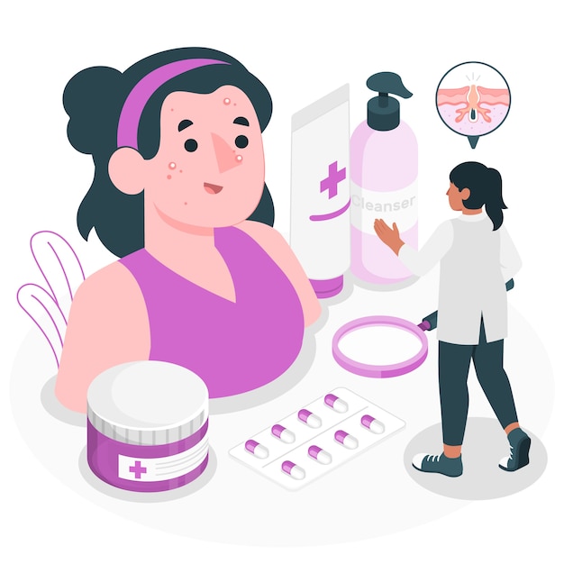 Free Vector acne treatment concept illustration