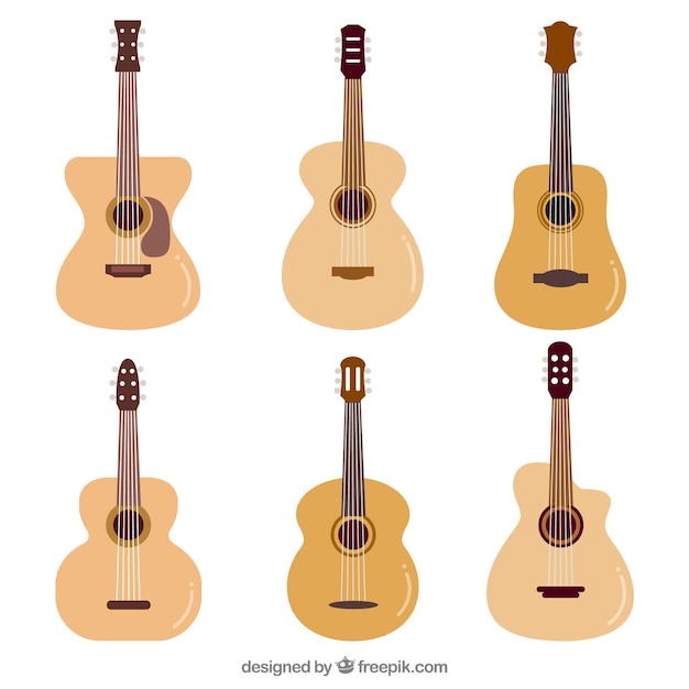 Free Vector acoustic guitars in flat design