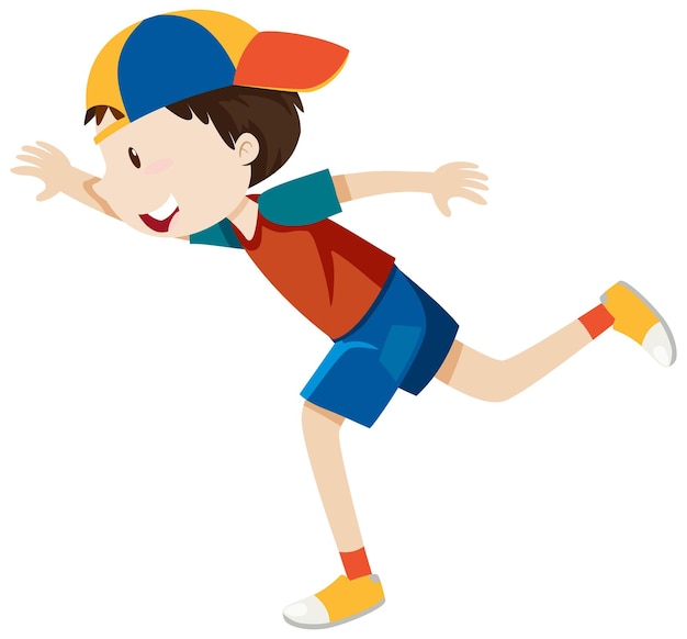 Active boy simple cartoon character