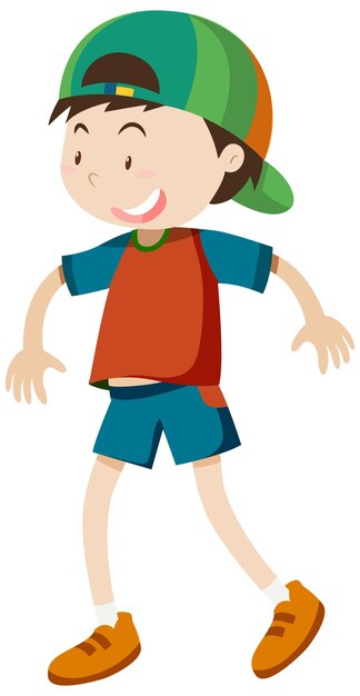 Active boy simple cartoon character