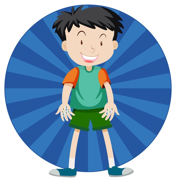 Active boy simple cartoon character