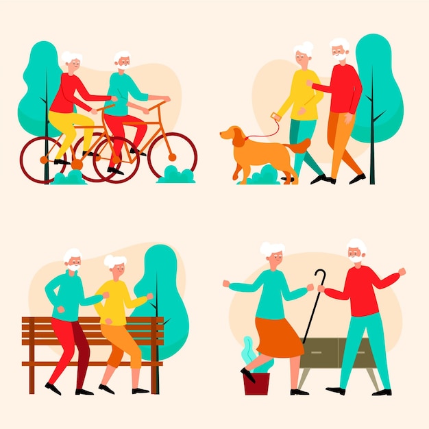 Free Vector active elderly people concept