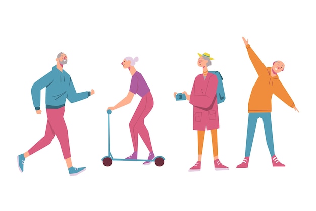 Free Vector active elderly people concept