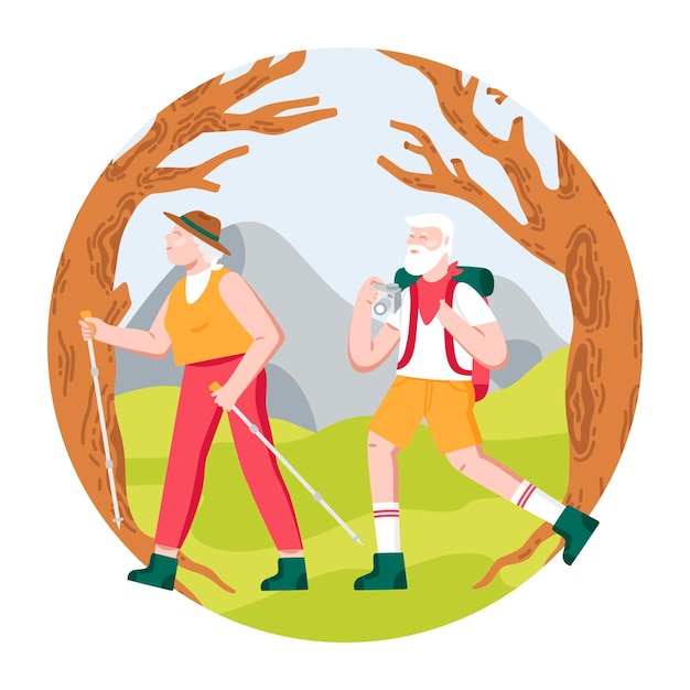 Free Vector active elderly people illustration