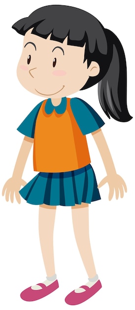 Active girl simple cartoon character