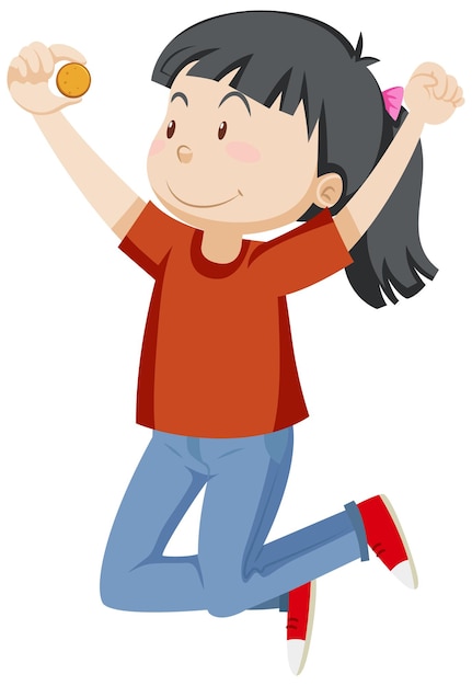 Active girl simple cartoon character