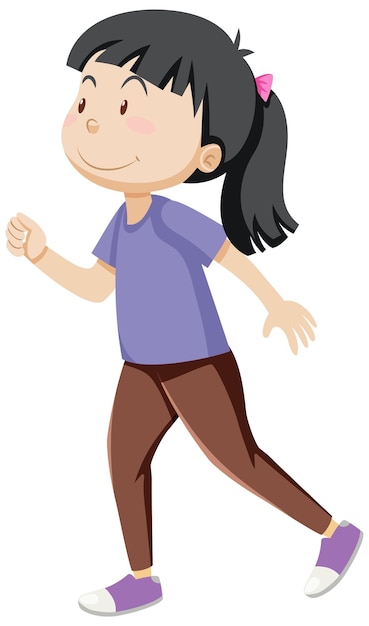 Active girl simple cartoon character