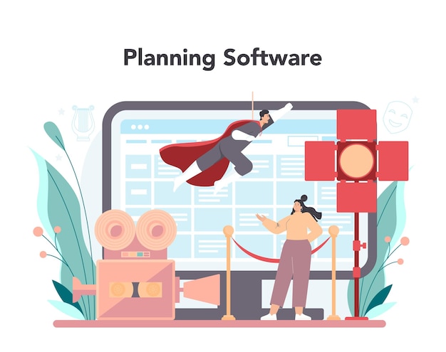 Free Vector actor and actress online service or platform theatrical performer or movie production cast member online planning software vector flat illustration