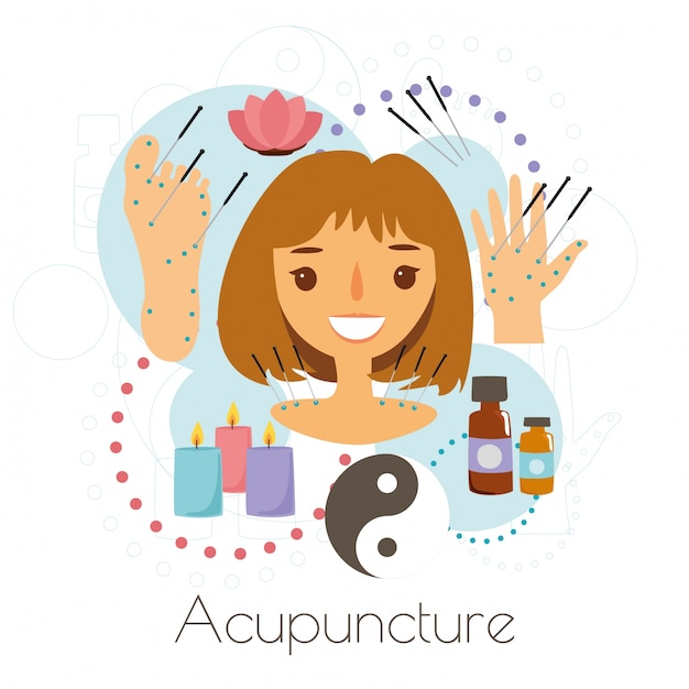 Free Vector acupuncture session girl