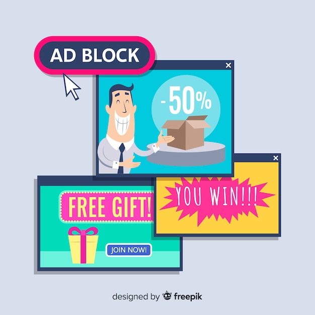 Free vector ad block pop up banner concept