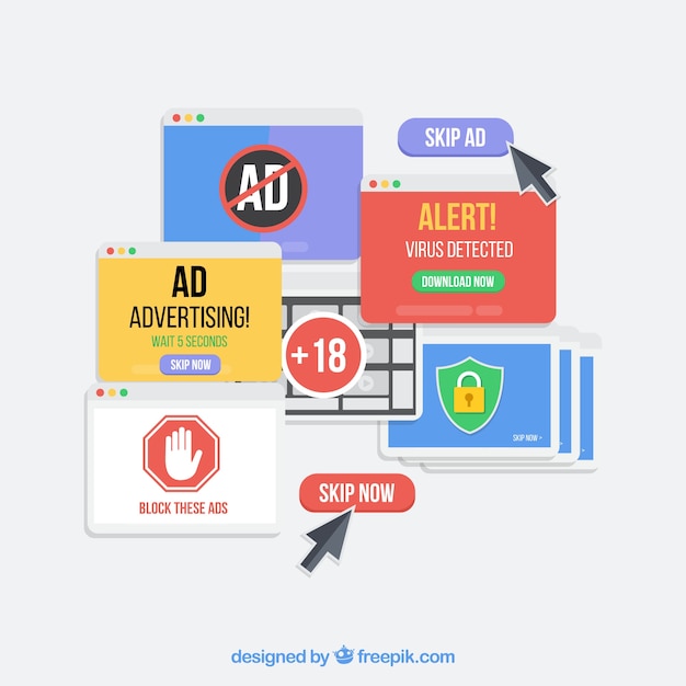 Ad block pop up concept with flat deisgn