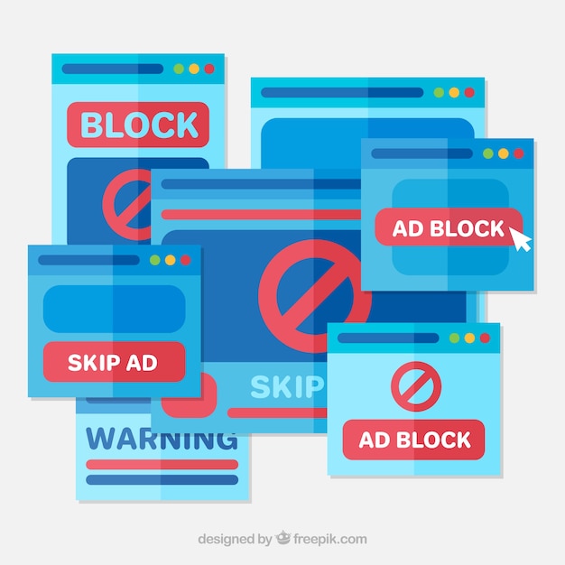 Free Vector ad block pop up concept with flat deisgn