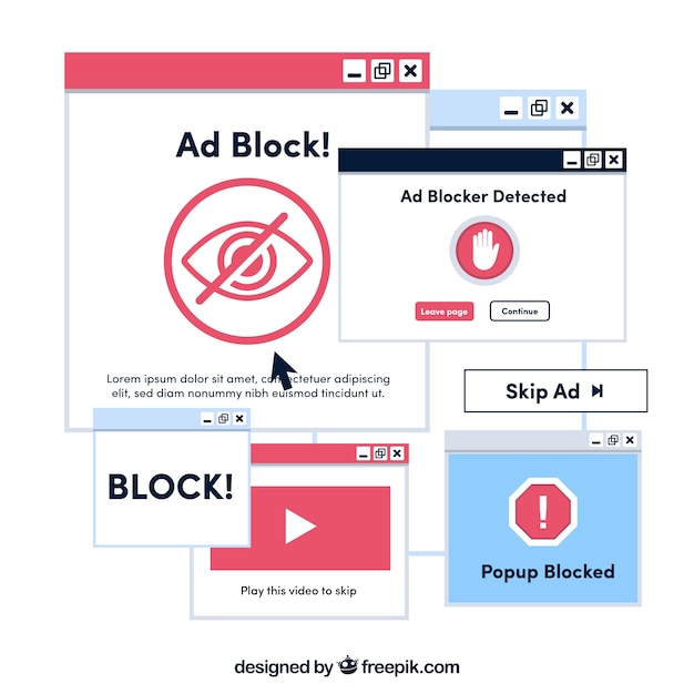 Ad block pop up concept with flat design