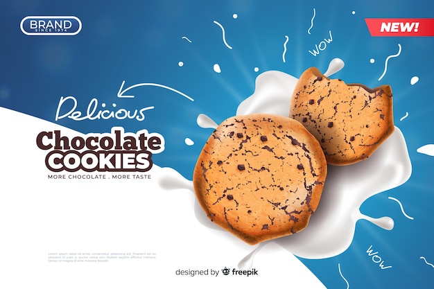 Free Vector ad template for cookies with doodles