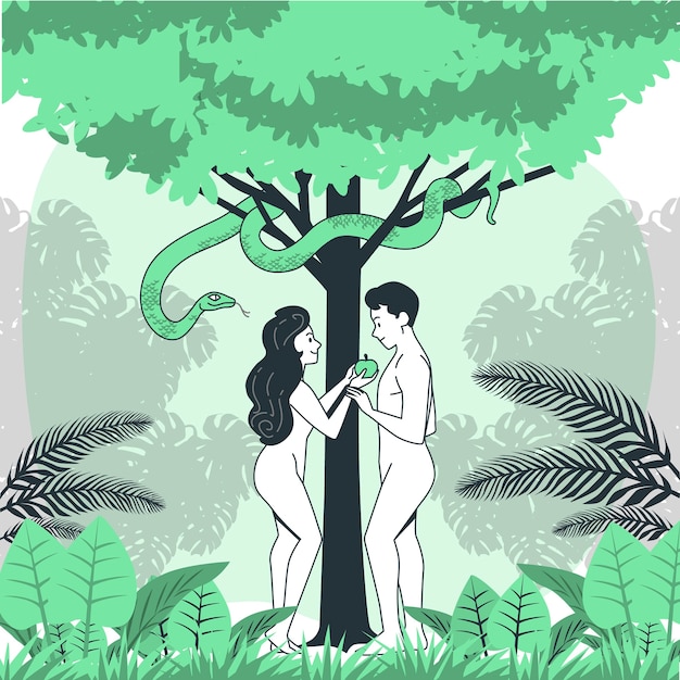 Adam and eve illustration concept