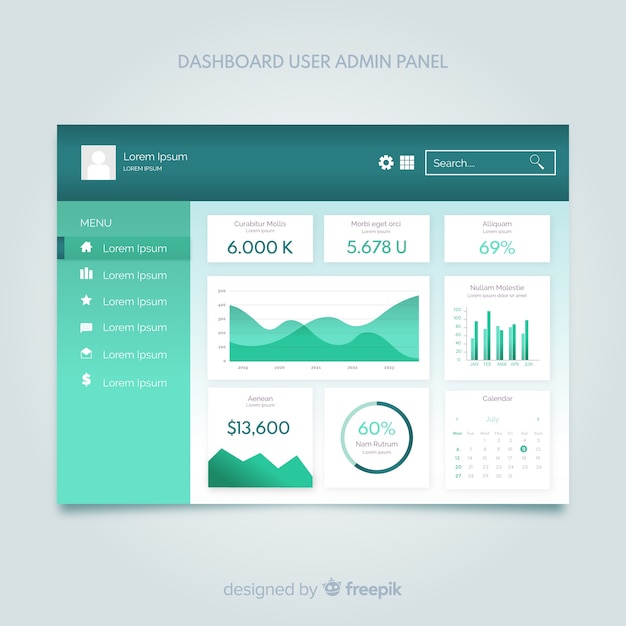 Free Vector admin dashboard panel template 