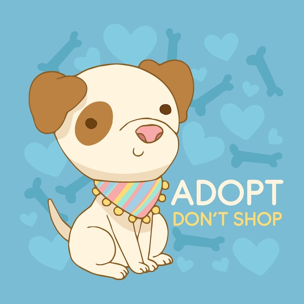 Free Vector adopt a pet concept message with cute dog illustrated