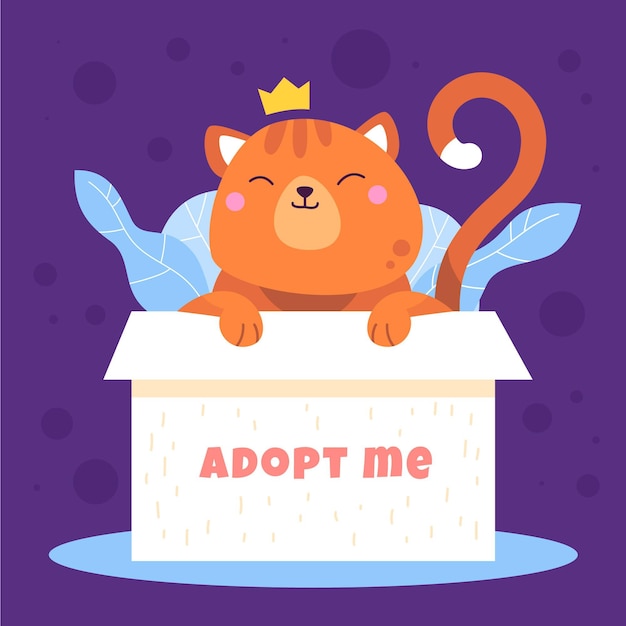 Free Vector adopt a pet concept with cat in box illustration