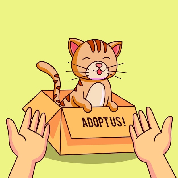 Free Vector adopt a pet concept with cat in box