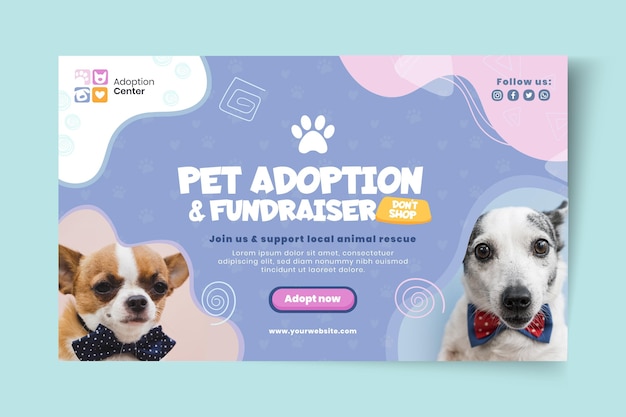 Adopt a pet horizontal banner template