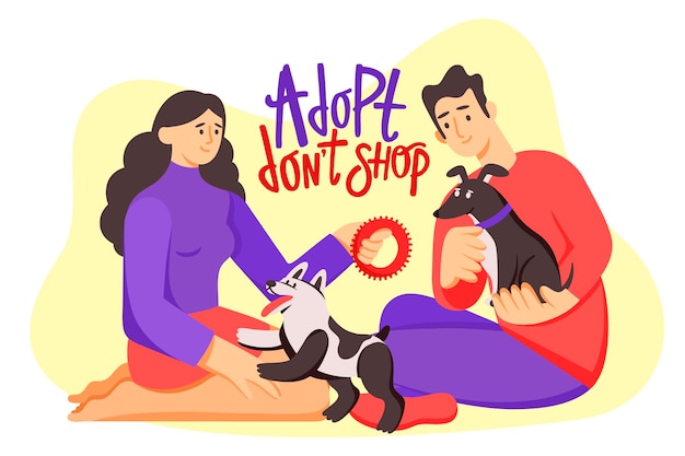 Adopt a pet illustration with dogs