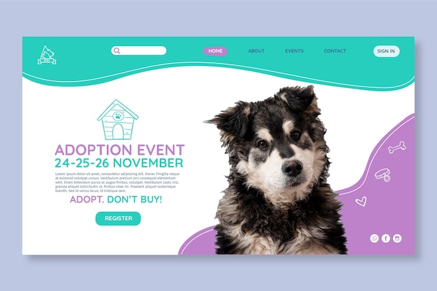 Free Vector adopt a pet landing page template