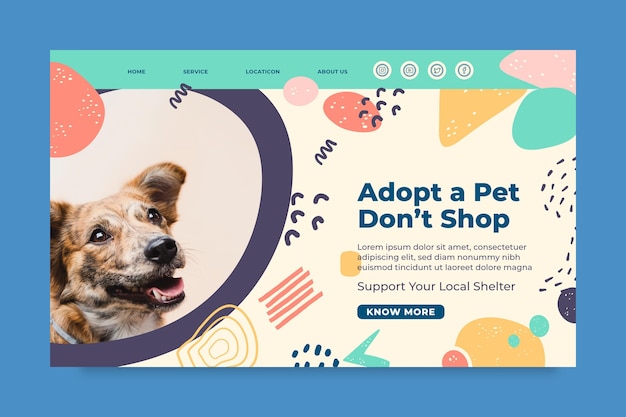 Free Vector adopt a pet landing page template