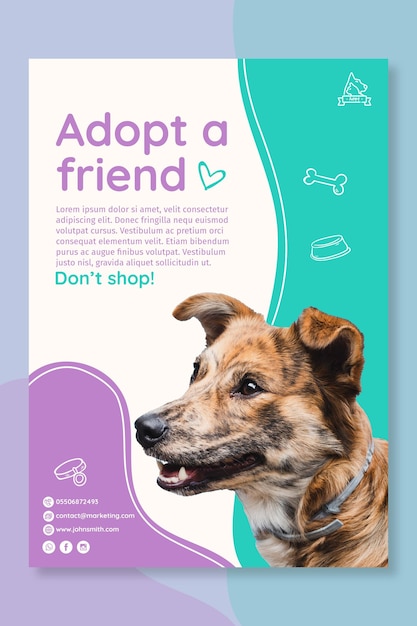 Free Vector adopt a pet poster template